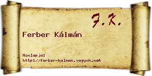 Ferber Kálmán névjegykártya